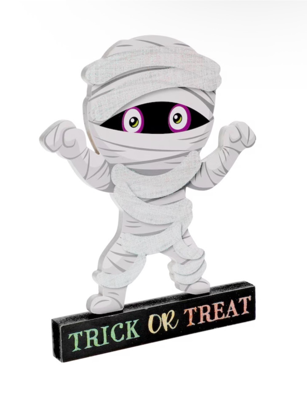 Halloween Mummy Trick or Treat Tabletop Decor NEW 9.6”